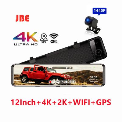 China Waterproof 4K Car Black Box 12 Inch Wifi Mirror Cams 1440P Dual Record Car Video Recorder With GPS And Recorder Parking Monito for sale