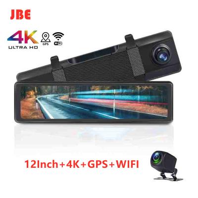 China Waterproof 12 Inch 4K Rearview Mirror Car Dvr 2160P Touch Screen Dash Cam VCR With WIFI GPS Night Vision Reverse Dash Camera for sale