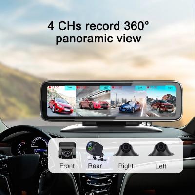 China Car DVR Dashboard Car DVR 4CH Rearview Mirror Cameras 360 Touch Screen 12inch Touch Screen Dash Cam With Night Vision for sale