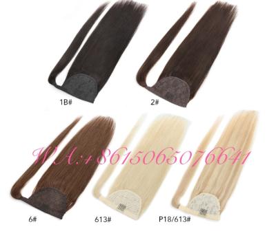 China Grade 12A Silky Straight Double Wave Remy Human Hair Straight Wave Ponytail Hair Extensions for sale