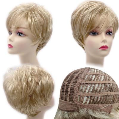 China 2020 Hot Selling Silky Straight Wave Synthetic Wigs For White Women Short Pixie Cut Short Hair Wig Machine Made Synthetic Hair Wigs for sale