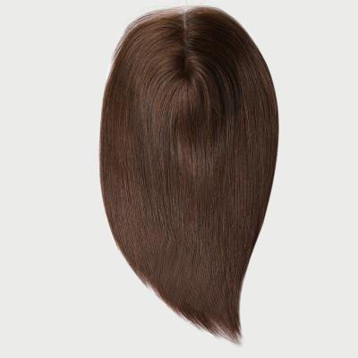 China Hand Tied Hair Top Pieces 100% Real Hair Topper With Bangs Cut In Crown Top Wigs For Women for sale