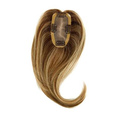 China Hand Tied Mono Blonde Hair Piece Topper For Women Hair Topper Human Hair Clip On Hairpiece Wig for sale