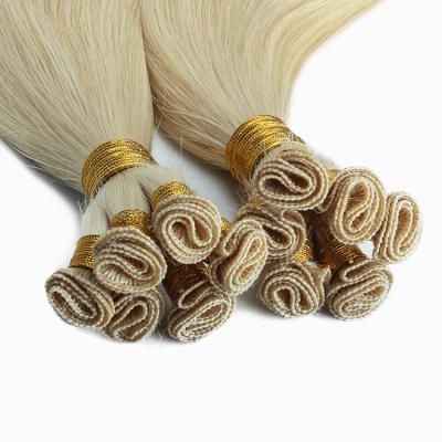 China Silky Straight Top Quality Double Hand Tied Weft Cuticle Aligned European Virgin Hair Hand Tied Hair Weft Extensions for sale