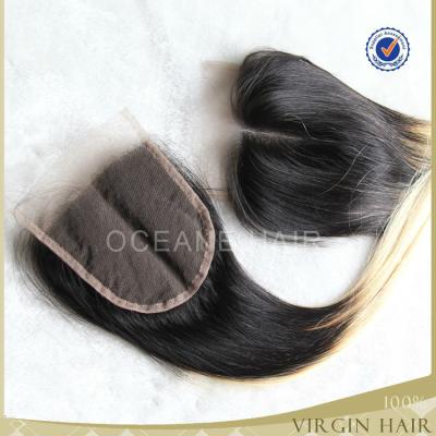 China Dye Iron / Colored Correct HOT Top Grade Blonde In Ombre 4x4 Brazilian Blonde Hair Closure Piece Hair Silk Base Lace Frontal Closure for sale