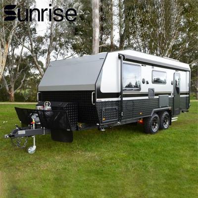 China Factory RV Camper Travel Trailer Hybrid Caravan Australian Standard 17 Travel Trailer 18 Ft Noise Up Camper Trailer Off Road Camping Trailer for sale