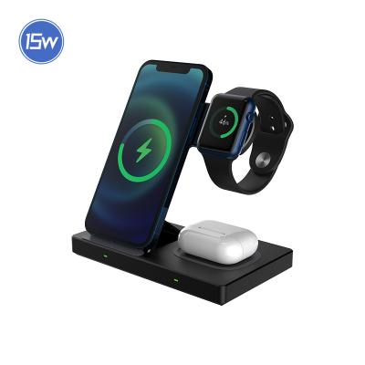 China Foldable Smart Watch NEWQI Stand 3 in 1 Qi Wireless Charger for sale