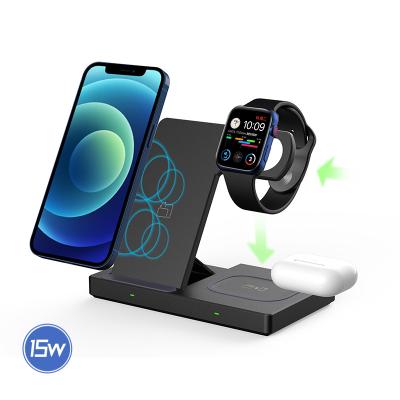 China Smart Watch NEWQI 2 in 1 Foldable Qi Wireless Stand Holder Wireless Charger Station for sale