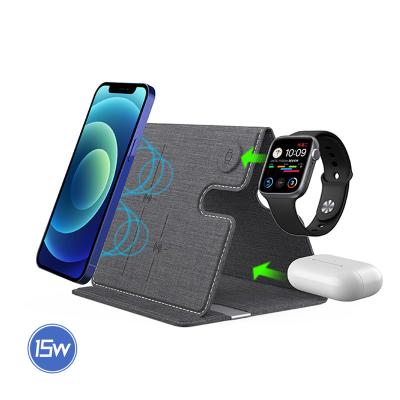 China Smart Watch NEWQI 3 in 1 USB-C Wireless Charger Stand 3 in 1 Wireless Charger for sale