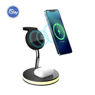 China Newqi Qi Wireless Magnetic Wireless Charger 15w 3 Smart Watch Magnetic in 1 Wireless Charger for sale