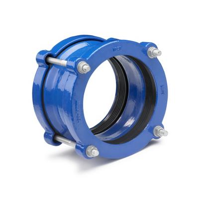 China Hotels Bond Coating Blue RAL 5005 Iron Joints Ductile Universal Wide Range Coupling Flexible Coupling for sale