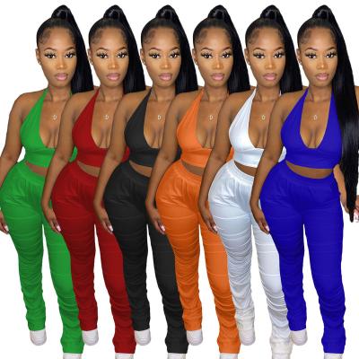 China 2021 hot sale waterproof newcomers fashion XM stacked pants matching tank top set women's skinny sets wholesale for sale