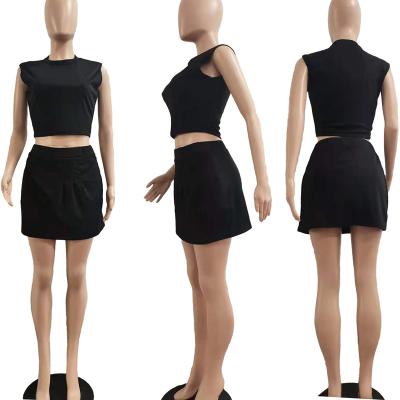 China XM Viable 2021 Women Spring Clothing Dresses Crop Top Two Piece Set Women Clothing 2 Piece Sets Teams Skirt Sets for sale