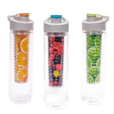 China Custom Logo Sport Fruit Infuser Plastic Water Bottle 800ml Tritan Color BPA Infuser Viable Free Drinks Bottle for sale