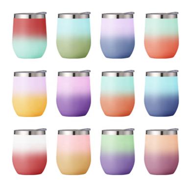 China Custom Logo BPA Double Wall Eggs 360ml Stainless Steel Coffee Mug Gradient Color Gradient Tumbler Mug Free Eco Friendly Vacuum Cup for sale