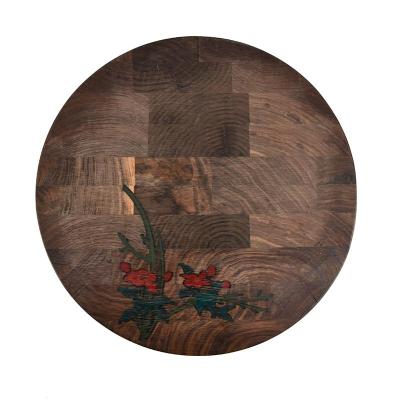 China Uweld Traditional Round Walnut Wooden Cutting Board Serving Board for sale