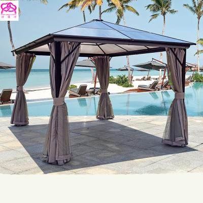 China Modern Furniture 3x3M Outsunny Polycarbonate Gazebo with Solid Roof and Curtains for sale