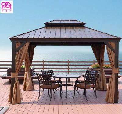 China Modern Aluminum Frame Furniture 10x12 Hardtop Metal Roof Outdoor Gazebo for sale