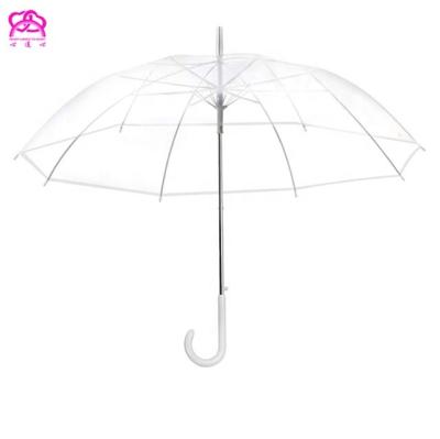 China UV-Resistant Custom Logo Print PVC Clear Cheap Transparent Umbrella, Clear Sun PE PVC Auto Open Straight Dome Transparent Rain Umbrella for sale