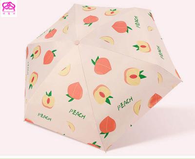 China All In 1 19inch 6ribs 5 Times Super Tiny Creative Lemon Cherry Pattern Fruit UV Protection Sunny Umbrella Cheapest With Logo Customized for sale