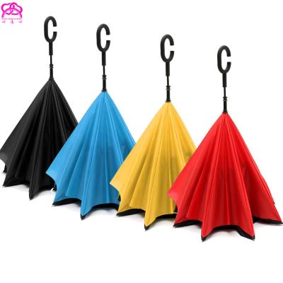 China 2020 New Style Double Layers C Logo Reverse Inverted Umbrella Promotion Umbrella Custom Handle UV-Resistant for sale