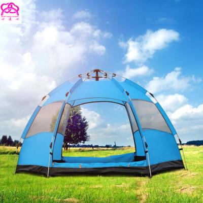 China Outdoor Full Automatic Waterproof Hexagon Display Tent Outdoor Camping Tent, Luxury Garden Gazebo With Aluminum Frame With Polyester Fabric for sale