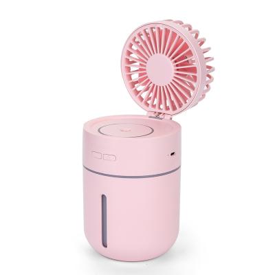 China Hotel 2019 new 3 in 1 handheld fan humidifier with mist fan and night light for office for sale