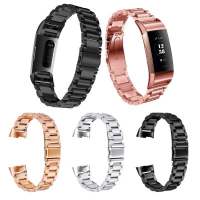 China Fit For Your Wholesale Watch Metal Watch Band Link Pearl Stainless Steel 3 Watch Band For Fitbit Charge 3, For Fitbit 3 Link Stainless Steel Strap for sale