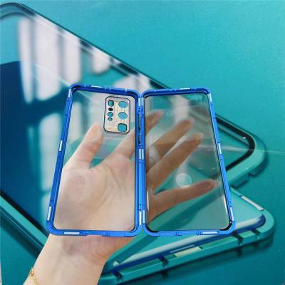 China Double-sides Super Anti-peep Anti-fall Clear Magnet Flip Tempered Glass Case With Camera Cover For Huawei P40 pro for sale