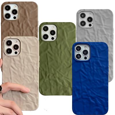 China Simple Solid Silicon Shockproof Candy Color 3D Marble Wrinkles Fold Paper Phone Case For iPhone 13 mini 13 pro max for sale