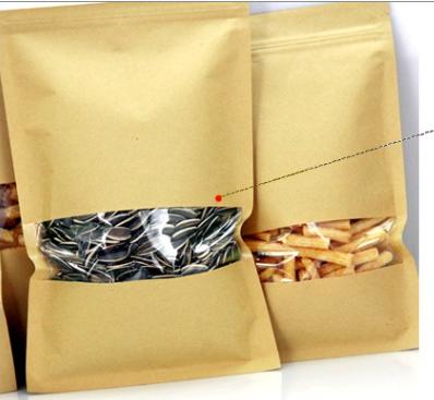 China Recyclable 180*260 Mm Kraft Paper Bag With Window Flat Bottom Kraft Paper Bag For Food for sale