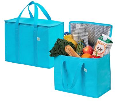 China Waterproof Insulated Reusable Grocery Bag, Food Delivery Bag, Durable, Heavy Duty, Large Size, Stands Upright, Collapsible, Sturdy, Zipper for sale