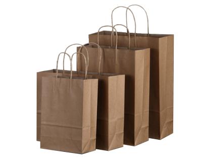 China Disposable Accept Custom Printing Kraft Paper Bag With Handle Feature Brand Recyclable Paper Shopping Bag for sale