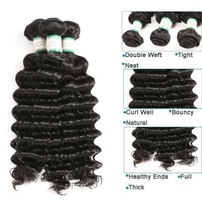 China Natural Luster Virgin Brazilian Human Hair Extension Closure With Bundles Deep Wave Hair HD Transparent Lace Closure With 3 Bundles for sale