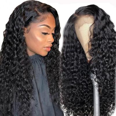 China Durable Brazilian Virgin Hair 150% Density Water Wave Lace Front Wigs Natural Preplucked Hairline Lace Front Wigs for sale