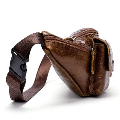 China Custom Made GENUINE LEATHER Fanny Pack Black Messenger Crossbody Genuine Leather Bag at attractive price for sale