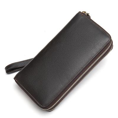 China Vintage Business Coffee Clutch Card Holder Fashion Genuine Leather Handbags For Men for sale