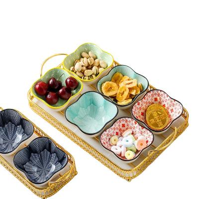 China New Style 2Pcs Stocked Creative Popular Snacks Candy Nut Bowl Set With Metal Tray for sale