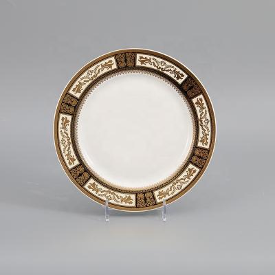 China Viable Hot Selling Ceramic Dinner Set Of Dishes With Embossed Gold Rim Decal Tableware for sale