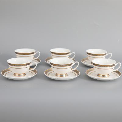 China Sustainable Wholesale Porcelain Tea Cup And Saucer With Gold Rim for sale