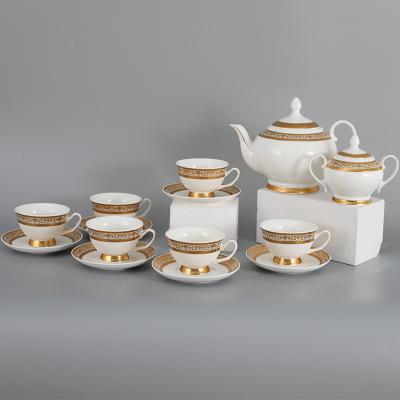 China Viable Wholesale High Quality Teapot Set With Cups Gold Rim for sale