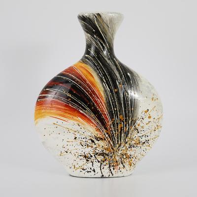 China Europe home decor ceramic vase with antique hand impression for sale