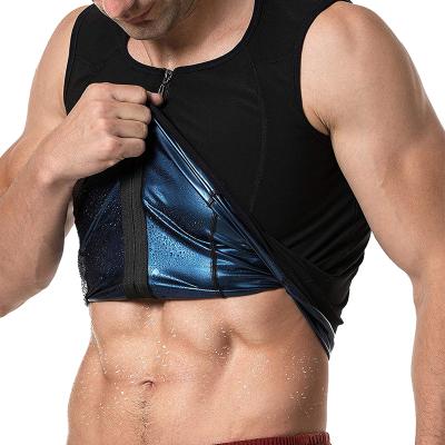 China Antibacterial Fitness Waist Trainer For Men Weight Loss Sweat Increasing Workout Tank Sauna Suit Vest With Zipper for sale