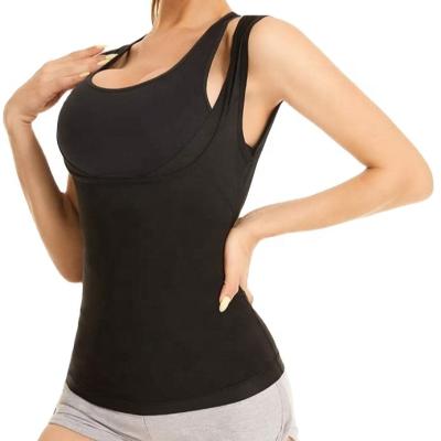 China Home Weight Loss Belly Slimming Vest Sauna Suit Workout Fitness Tank Top Waist Trainer Sweat For Women for sale