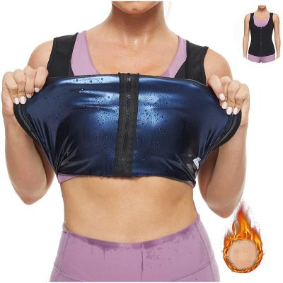 China Body Shaper Waist Trainer Workout Sweat Tank Top Women Weight Loss Sauna Suit Antibacterial Vest With Zipper for sale