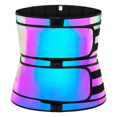 China Women Custom Logo Best Selling Antibacterial Reflective Latex Slimming Sweat Belt Double Waist Trainer for sale