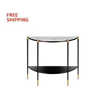 China free shipping modern semicircular marble iron marble top console table hallway console table semicircle console table for sale