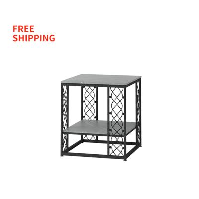 China (Other) Free Shipping Adjustable Double Side Lounge Sofa SideTable Storage Square Wrought Iron Office Desk Coffee and Tea Table for sale