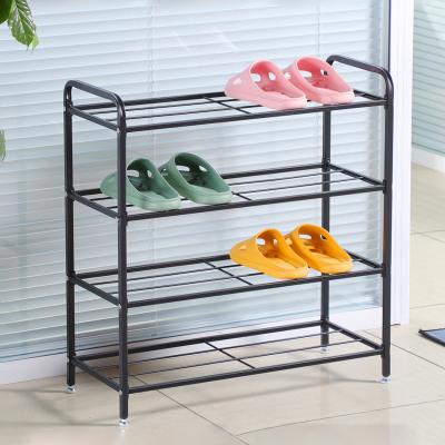 China Dormitory Adjustable Multi-layer Door Economy Wrought Iron Elbow Single (Waist) Shoe Cabinet Household Shelf Metal Shoe Rack for sale