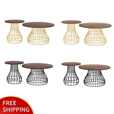 China Free Shipping Light Luxury Living Room Solid A Variety Of Models And Colors Hollow Coffee Table Metal Walnut Living Room Side Table for sale